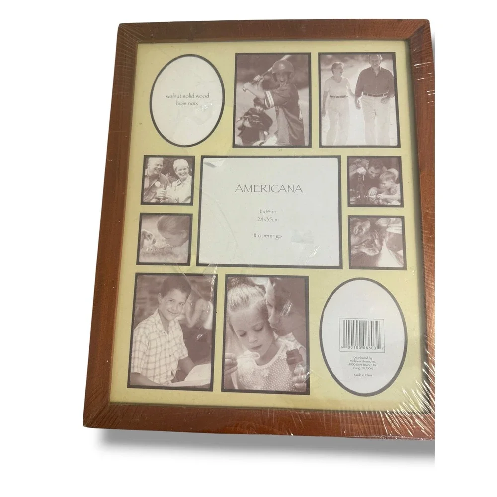 Americana Walnut Solid Wood 11 Opening Collage Picture Frame 11x14 New